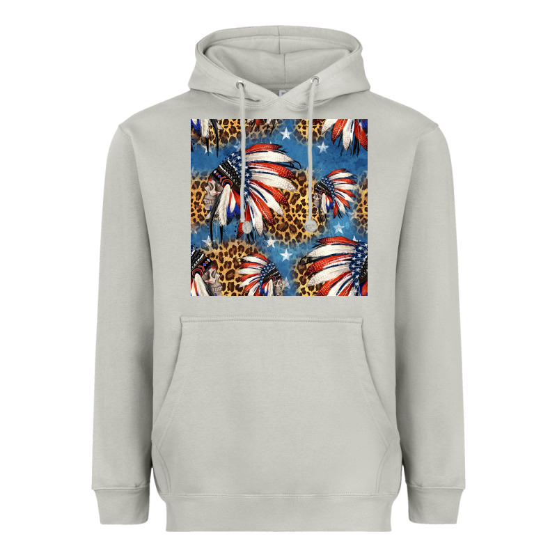 4th Of July Indian Headdress Seamless Pattern Heavyweight Hoodie by HRA Design Shop | Teevron
