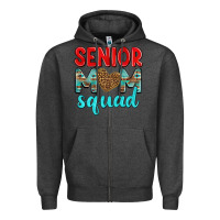 Charcoal Heather senior mom squad Zipper Hoodie - texasbilliewilder