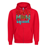 Red senior mom squad Zipper Hoodie - texasbilliewilder