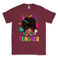 Burgundy teacher afro messy bun Classic Tee - texasbilliewilder