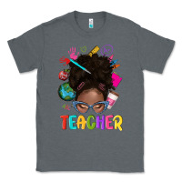 Charcoal Heather teacher afro messy bun Classic Tee - texasbilliewilder