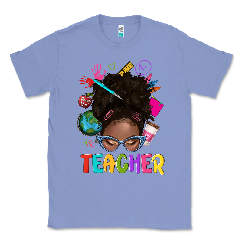 Teacher Afro Messy Bun Classic Tee by texasbilliewilder | Teevron