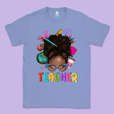 Teacher Afro Messy Bun Classic Tee Designed By Texasbilliewilder