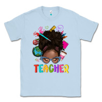 Dusty Blue teacher afro messy bun Classic Tee - texasbilliewilder