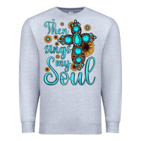 Heather Grey then sings my soul cross Premium Sweatshirt - JahusDesignShop