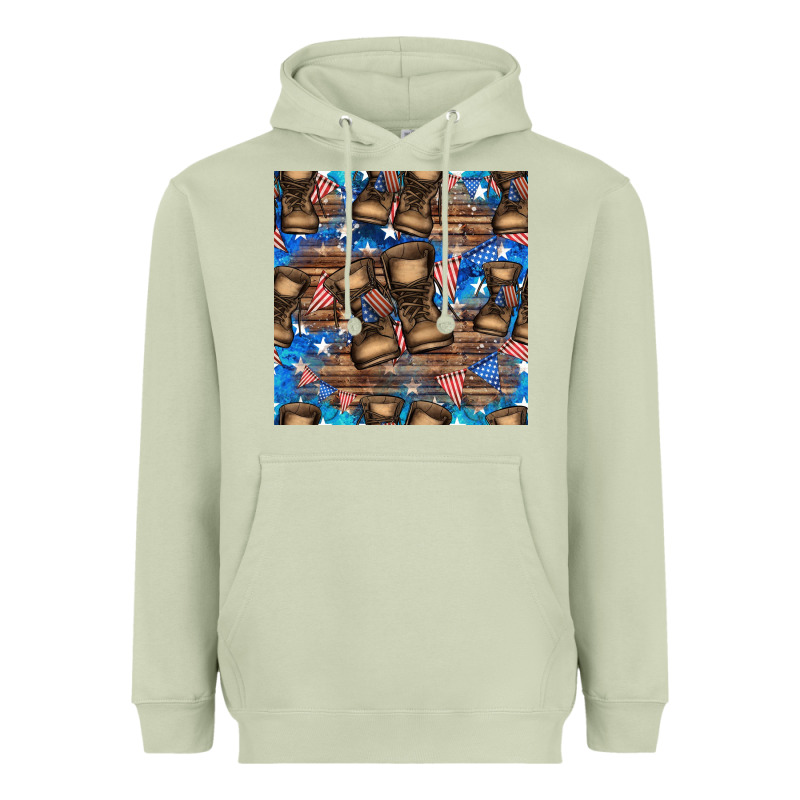 4th Of Juky Veteran Boots Seamless Pattern Heavyweight Hoodie by HRA Design Shop | Teevron