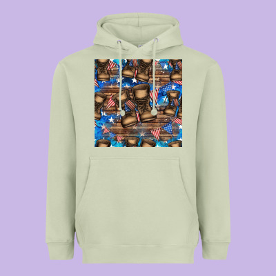 4th Of Juky Veteran Boots Seamless Pattern Heavyweight Hoodie Designed By Hra Design Shop