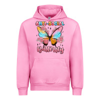 Fuchsia Pink anti social butterfly Urban Hoodie - MaliasSmallBusiness