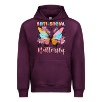 Mauve Wine anti social butterfly Urban Hoodie - MaliasSmallBusiness