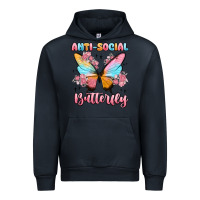 Navy anti social butterfly Urban Hoodie - MaliasSmallBusiness