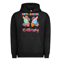 Pigment Black anti social butterfly Urban Hoodie - MaliasSmallBusiness