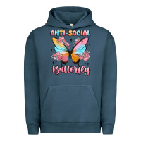 Pigment Midnight Navy anti social butterfly Urban Hoodie - MaliasSmallBusiness