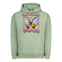 Pigment Oil Green anti social butterfly Urban Hoodie - MaliasSmallBusiness