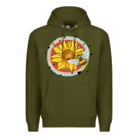 Army Green bee and sunflower Premium Hoodie - MaliasSmallBusiness