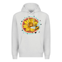 Dove Grey bee and sunflower Premium Hoodie - MaliasSmallBusiness
