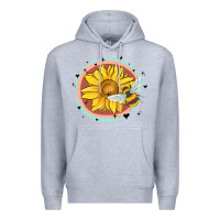 Heather Grey bee and sunflower Premium Hoodie - MaliasSmallBusiness