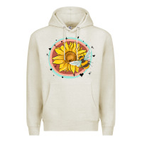 Oatmeal Heather bee and sunflower Premium Hoodie - MaliasSmallBusiness