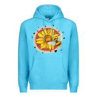 Ocean Blue bee and sunflower Premium Hoodie - MaliasSmallBusiness