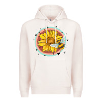Pale Pink bee and sunflower Premium Hoodie - MaliasSmallBusiness