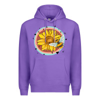 Purple bee and sunflower Premium Hoodie - MaliasSmallBusiness