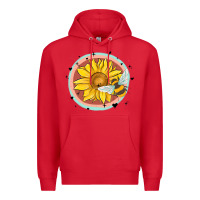 Red bee and sunflower Premium Hoodie - MaliasSmallBusiness