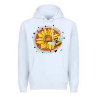 White bee and sunflower Premium Hoodie - MaliasSmallBusiness