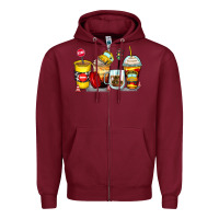 Burgundy bus driver coffee cups Zipper Hoodie - Zillion Design Studio