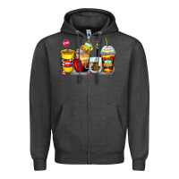 Charcoal Heather bus driver coffee cups Zipper Hoodie - Zillion Design Studio