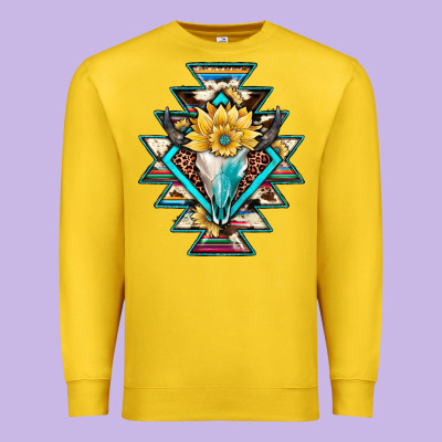 Cowhide Leopard Bull Skull Aztec Premium Sweatshirt Designed By Jahusdesignshop