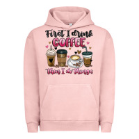 Pigment Salmon first i drink coffee then i do things Urban Hoodie - MaliasSmallBusiness