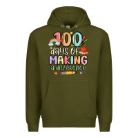 Army Green 100 days of making a difference Premium Hoodie - MaliasSmallBusiness