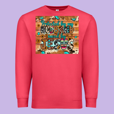 Protected Husband Saved By Jesus Premium Sweatshirt Designed By Jahusdesignshop