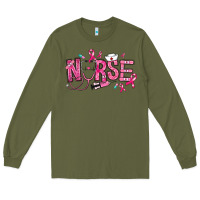 Army Green breast cancer nurse Long Sleeve Tee - RanaPortraitStore