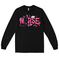 Black breast cancer nurse Long Sleeve Tee - RanaPortraitStore