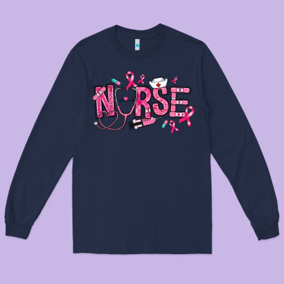 Long Sleeve Tee breast cancer nurse
