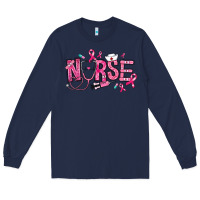 Navy breast cancer nurse Long Sleeve Tee - RanaPortraitStore