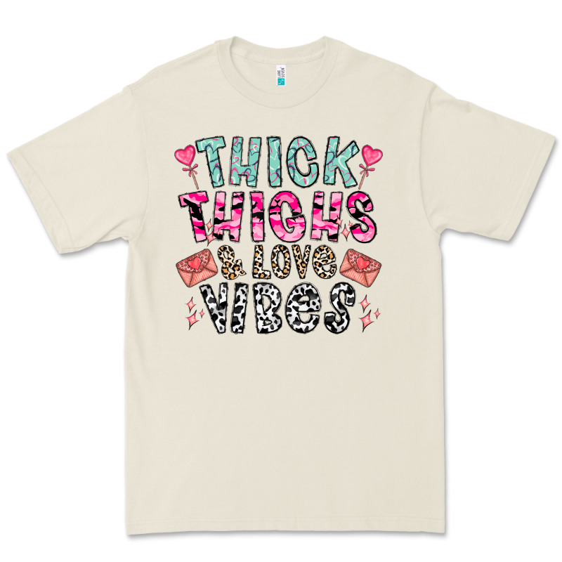 Thick Thighs And Love Vibes Premium Tee by CowhideDigitalArt | Teevron