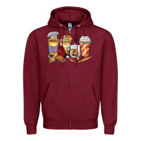 Burgundy bakery coffee cups Zipper Hoodie - Zillion Design Studio
