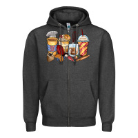 Charcoal Heather bakery coffee cups Zipper Hoodie - Zillion Design Studio