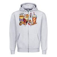 Heather Grey bakery coffee cups Zipper Hoodie - Zillion Design Studio