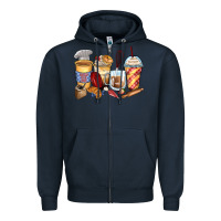 Navy bakery coffee cups Zipper Hoodie - Zillion Design Studio
