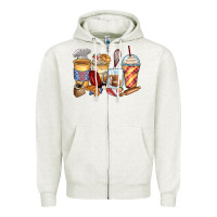 Oatmeal Heather bakery coffee cups Zipper Hoodie - Zillion Design Studio