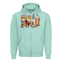Seafoam bakery coffee cups Zipper Hoodie - Zillion Design Studio