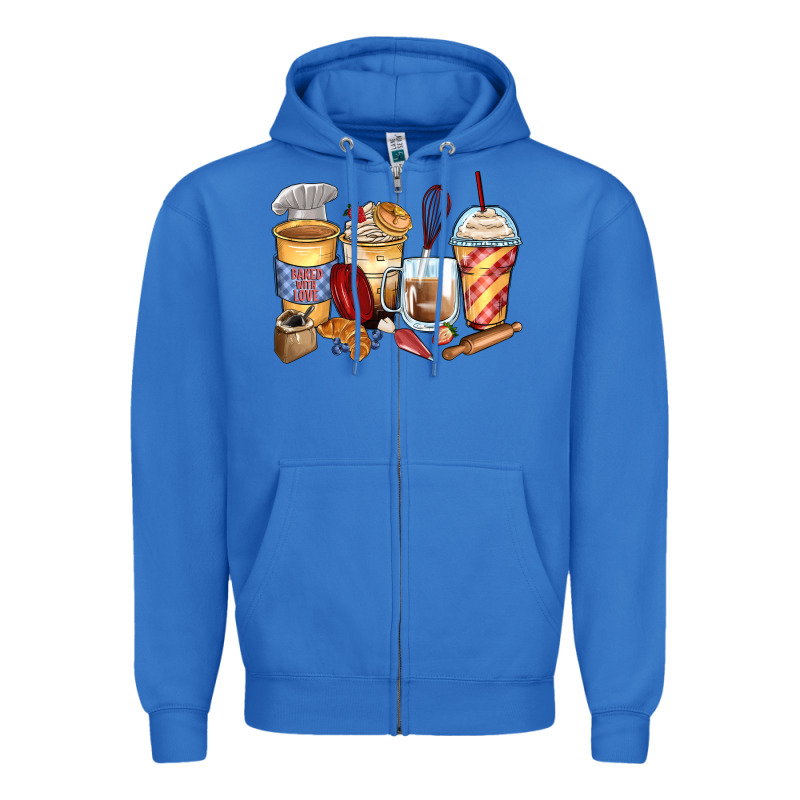 Bakery Coffee Cups Zipper Hoodie by Zillion Design Studio | Teevron