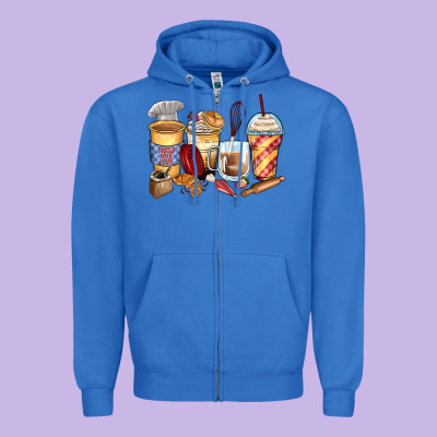 Bakery Coffee Cups Zipper Hoodie Designed By Zillion Design Studio