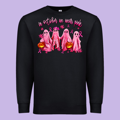 In October We Wear Pink Ghosts Premium Sweatshirt Designed By Adodesignshop