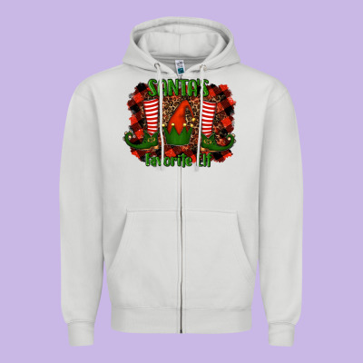 Santa's Favorite Elf Zipper Hoodie Designed By Ranaportraitstore