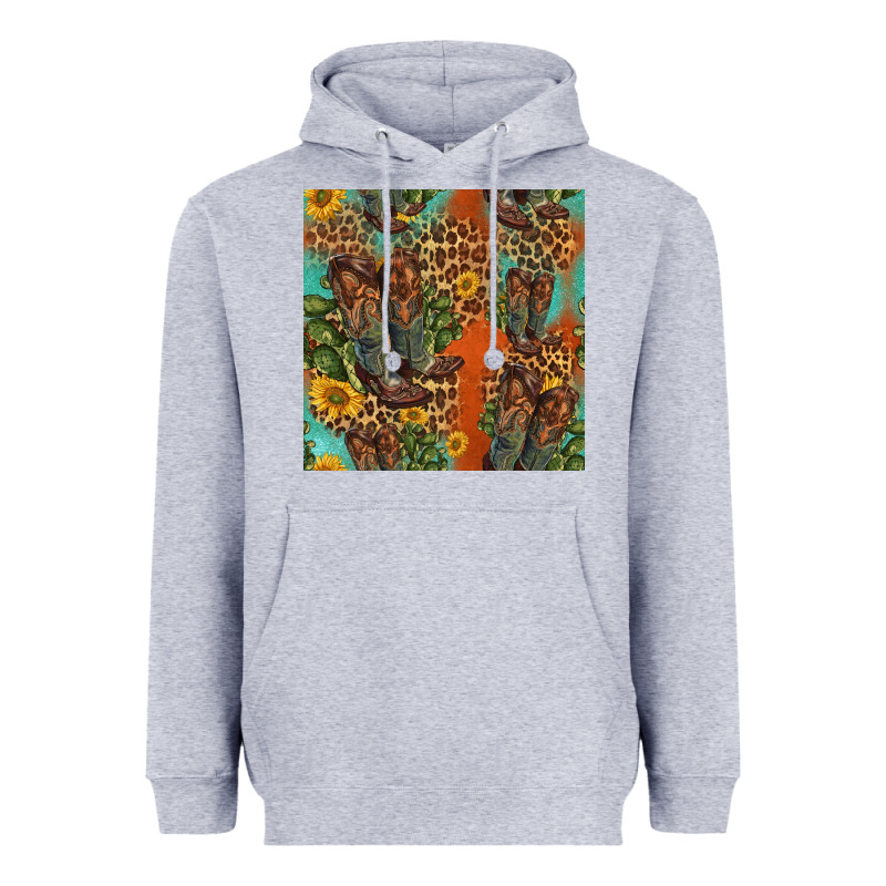 Western Boots And Sunflowers Seamless Pattern Heavyweight Hoodie by HRA Design Shop | Teevron