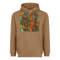 Toasted Coconut western boots and sunflowers seamless pattern Heavyweight Hoodie - HRA Design Shop
