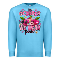 Ocean Blue in october we wear pink teachers Premium Sweatshirt - AdoDesignShop